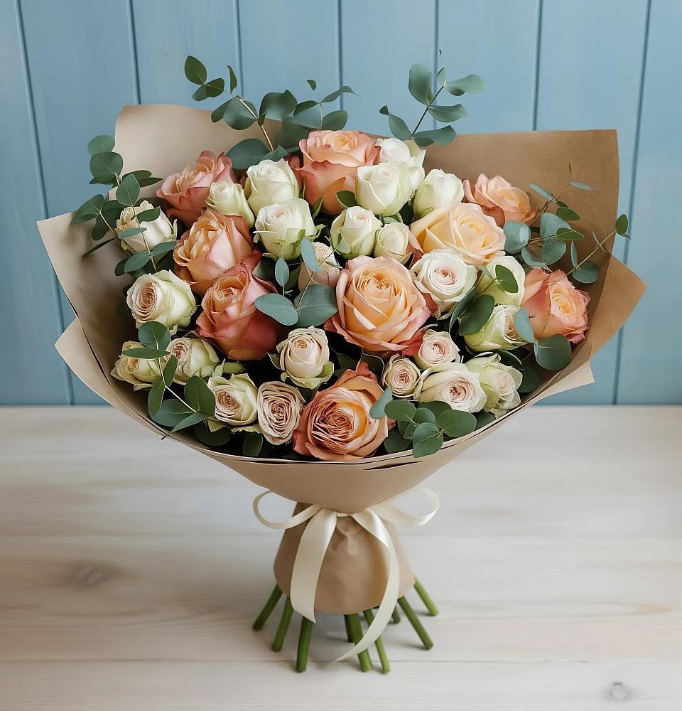 Букет цветов из: Альстромерии и Розы в Мохсоголлохе