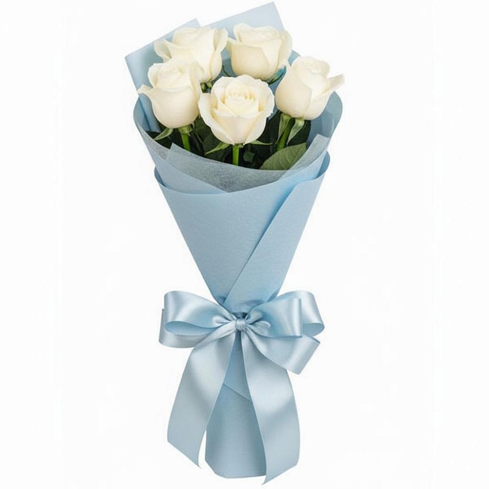 Букет 5 Белых роз Проуд в Мохсоголлохе