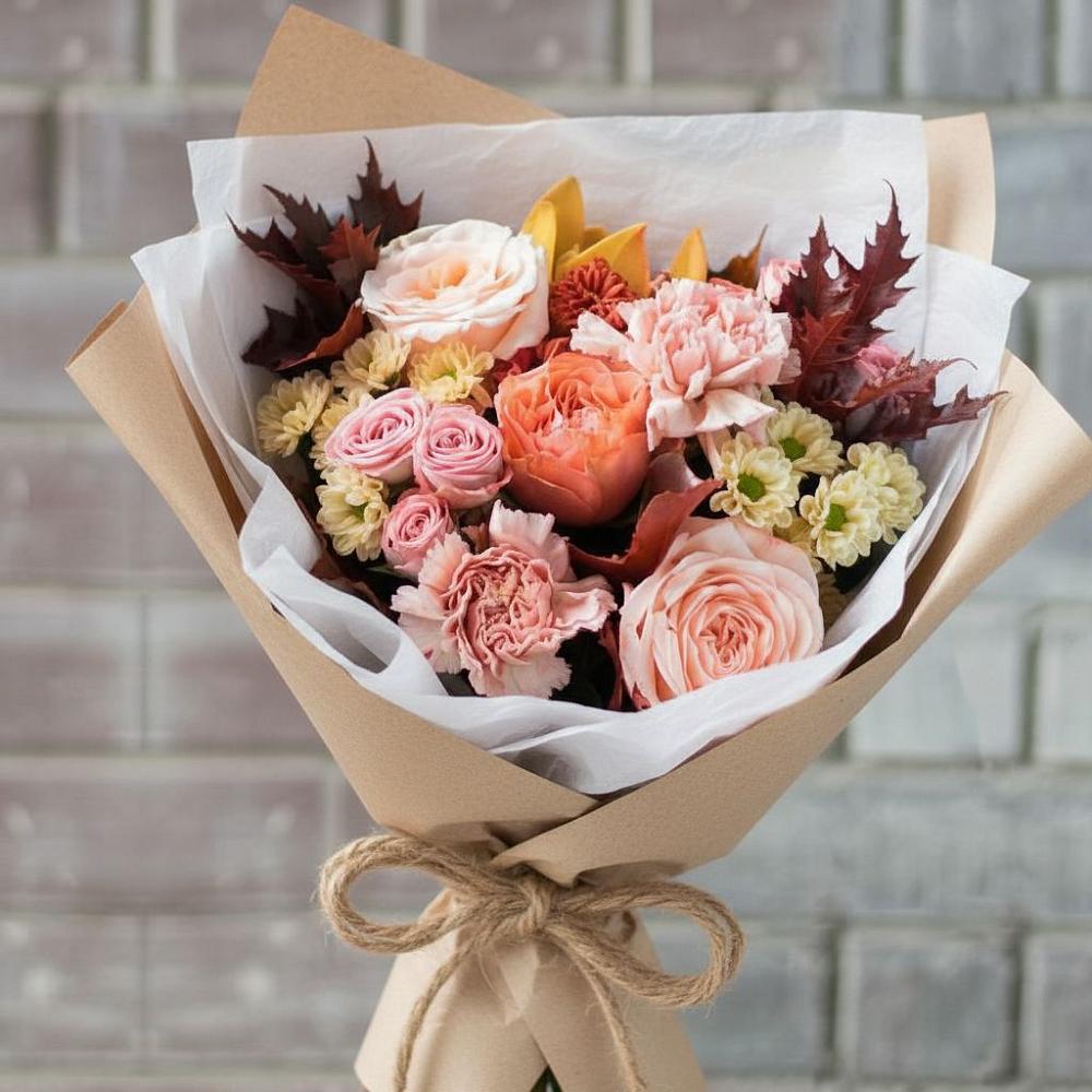 Букет цветов из: Гвоздики, Хризантемы и Розы в Мохсоголлохе