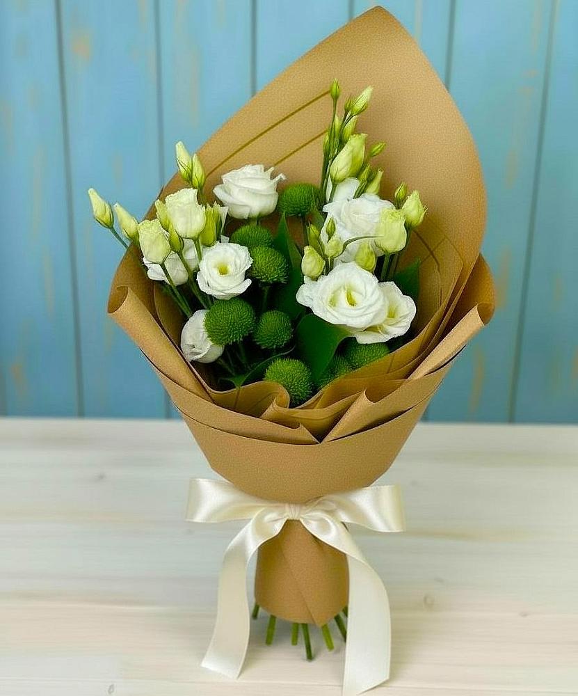 Букет цветов из: Хризантемы и Лизиантусы в Мохсоголлохе