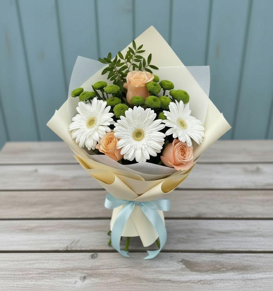 Букет цветов из: Герберы, Розы и Хризантемы в Мохсоголлохе