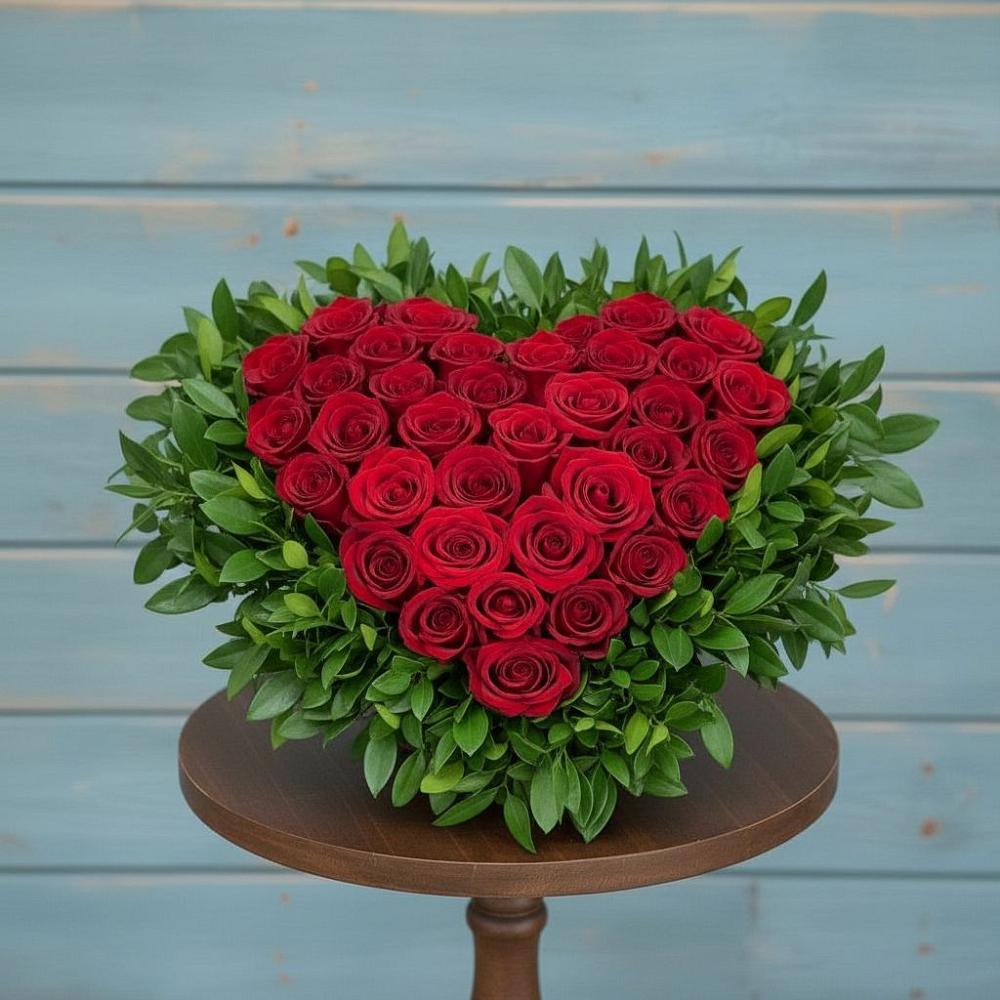 Цветочная композиция из Розы в виде сердца в Мохсоголлохе