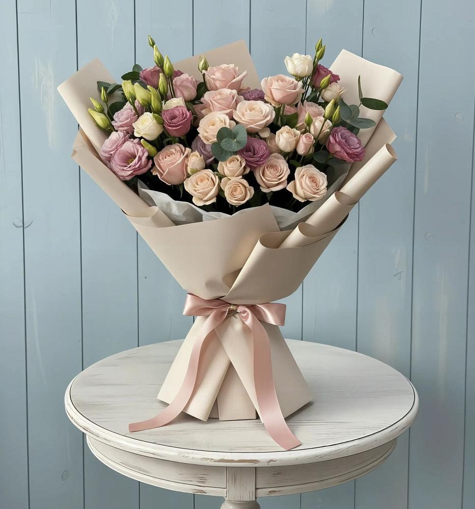 Букет цветов из: Розы и Лизиантусы в Мохсоголлохе