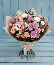 Букет цветов из:  Хризантемы, Розы и Альстромерии в Мохсоголлохе