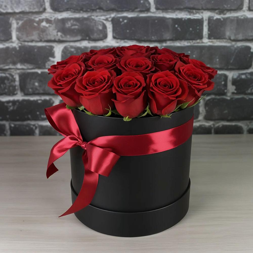 Цветочная композиция из Розы в шляпной коробке в Мохсоголлохе