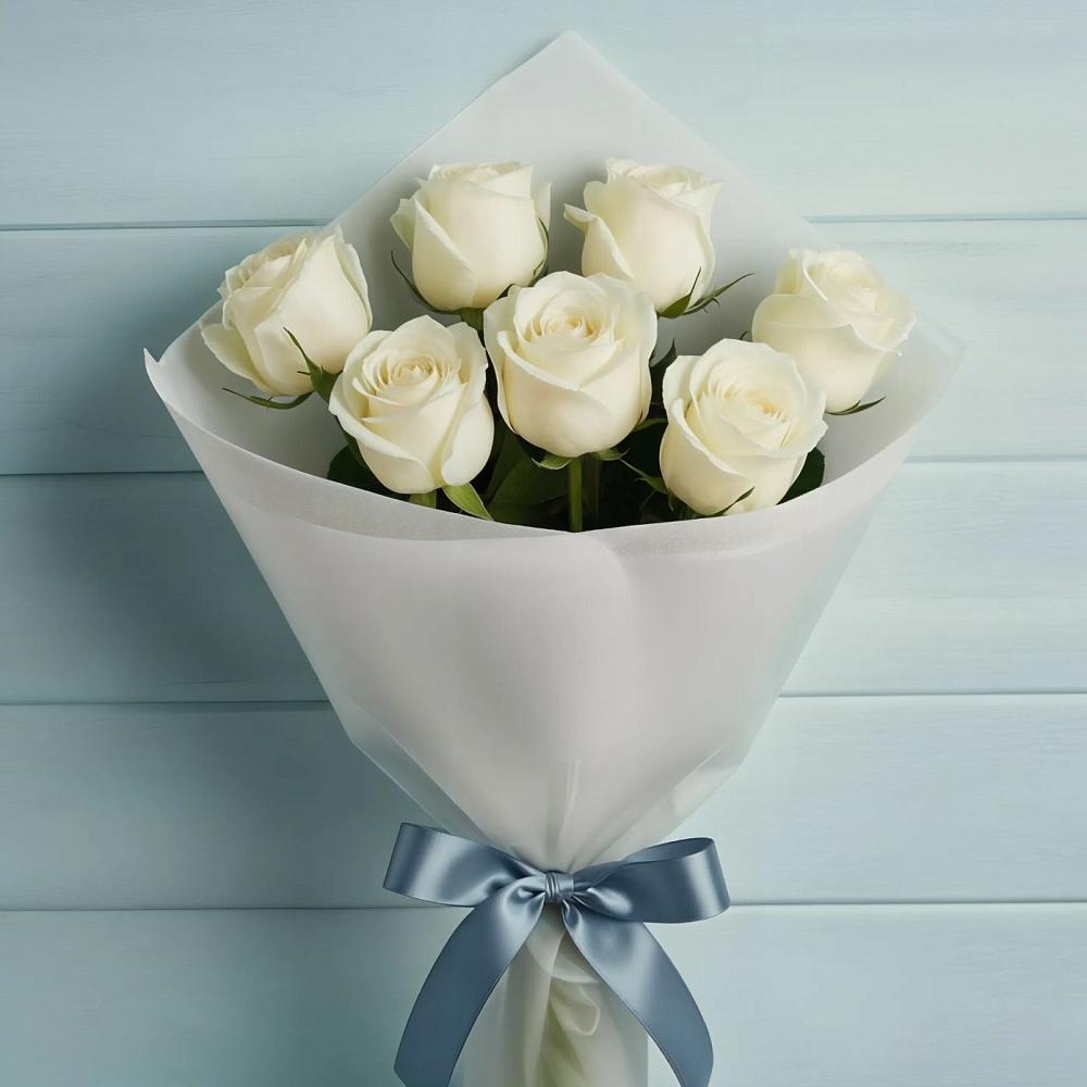 Букет 7 Белых роз Эдлесс Лав в Мохсоголлохе