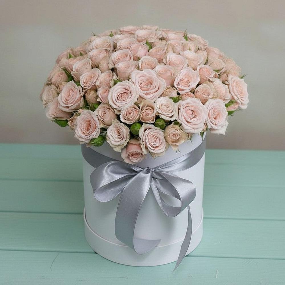 Цветочная композиция из Розы в шляпной коробке в Мохсоголлохе