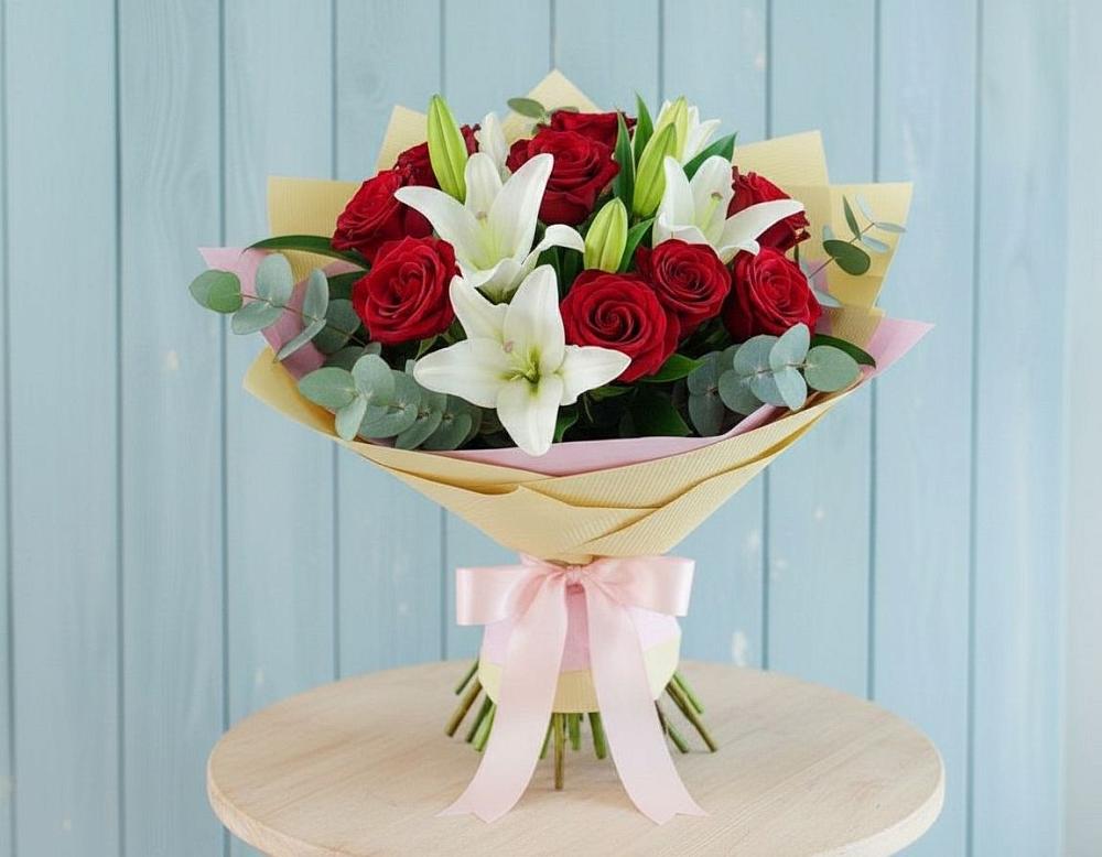 Букет цветов из: Лилии и Розы в Мохсоголлохе